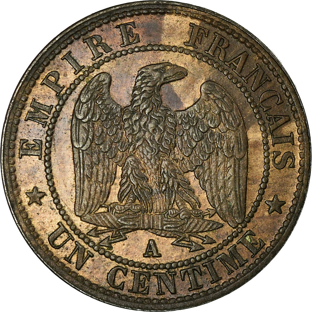 Moeda, França, Napoleon III, Centime, 1855, Paris, AU(50-53)