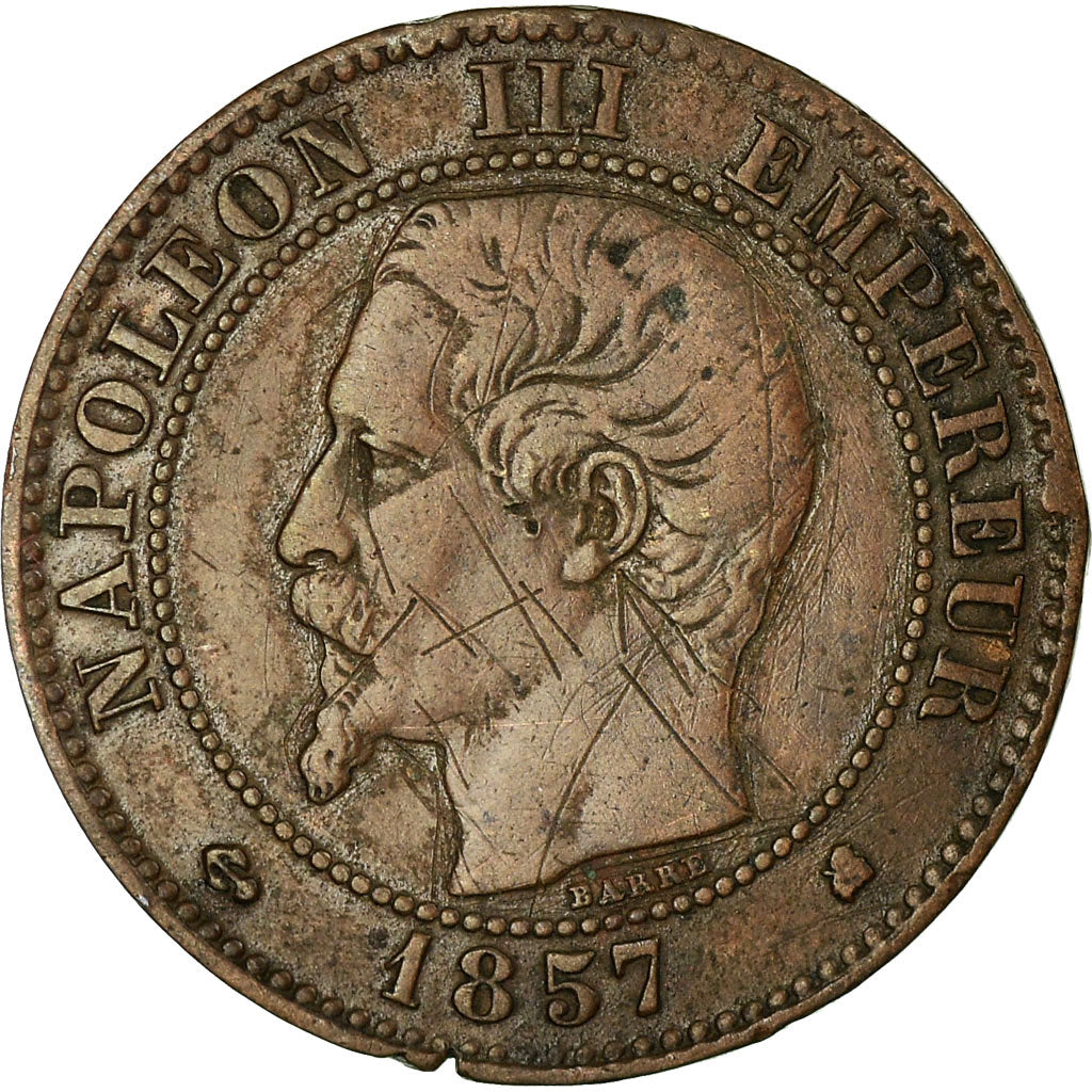 Moeda, França, Napoleon III, 2 Centimes, 1857, Bordeaux, VF(20-25)