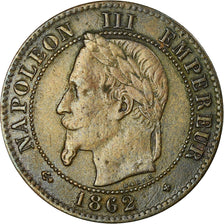 Moneda, Francia, Napoleon III, 2 Centimes, 1862, Strasbourg, BC+