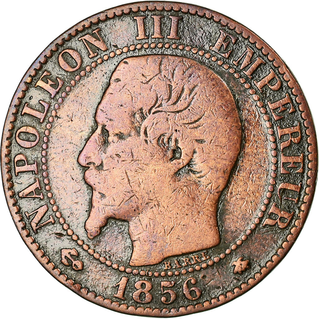Moeda, França, Napoleon III, 5 Centimes, 1856, Strasbourg, F(12-15)