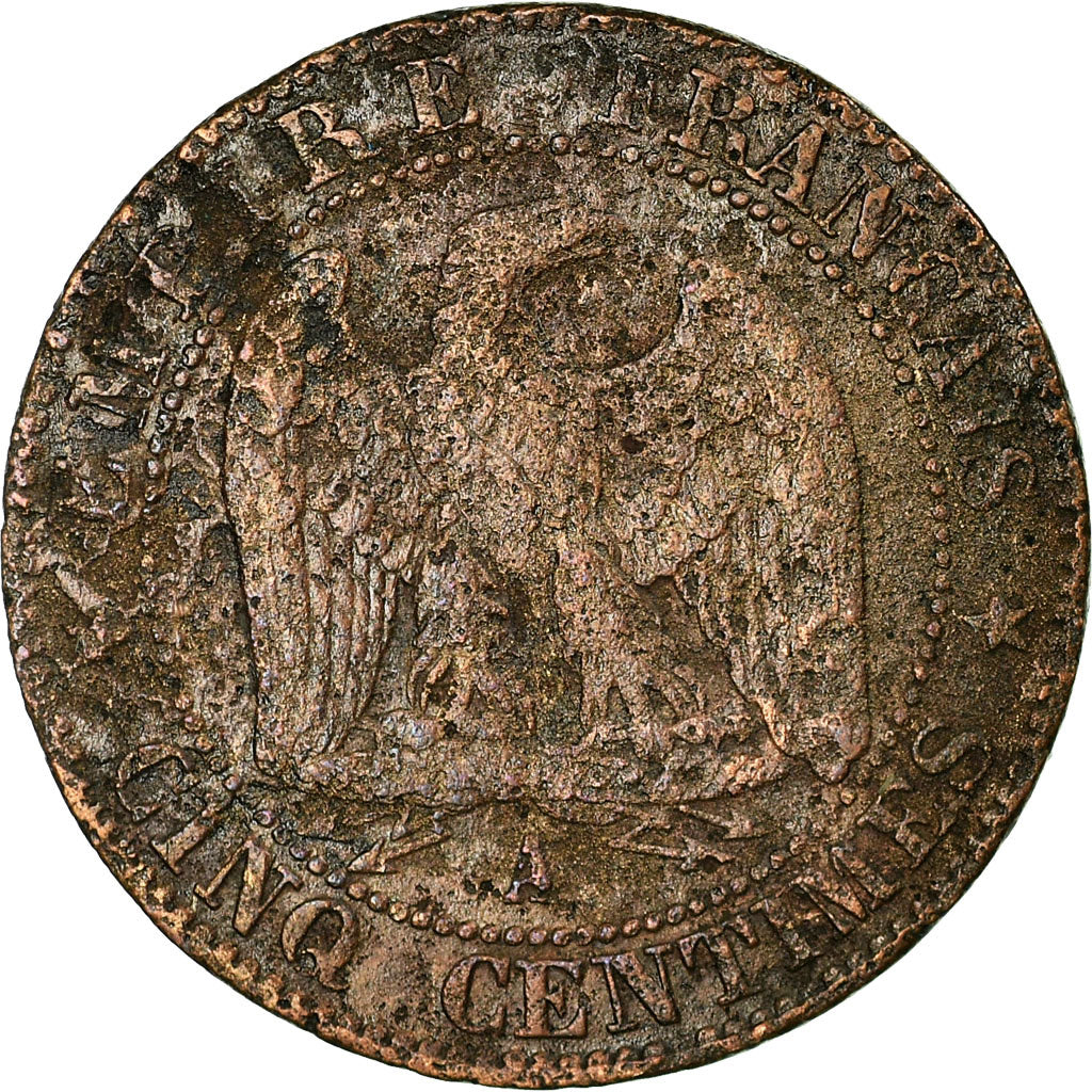 Coin, France, Napoleon III, 5 Centimes, 1857, Paris, VG(8-10), KM 777.1