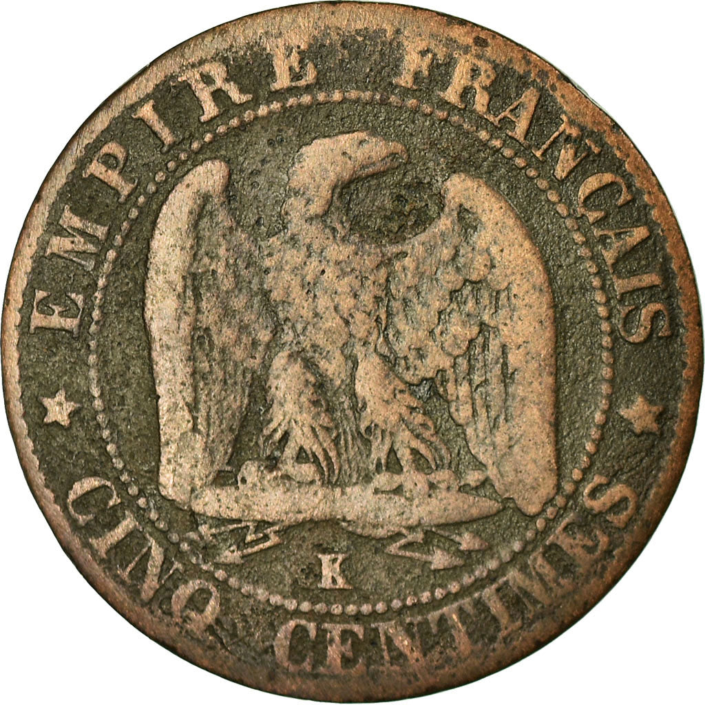 Coin, France, Napoleon III, 5 Centimes, 1856, Bordeaux, F(12-15), KM 777.5