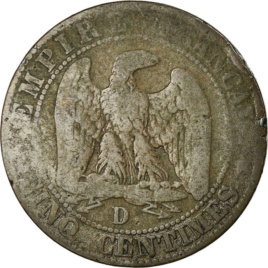Moneta, Francia, Napoleon III, 5 Centimes, 1855, Lyon, B, Bronzo