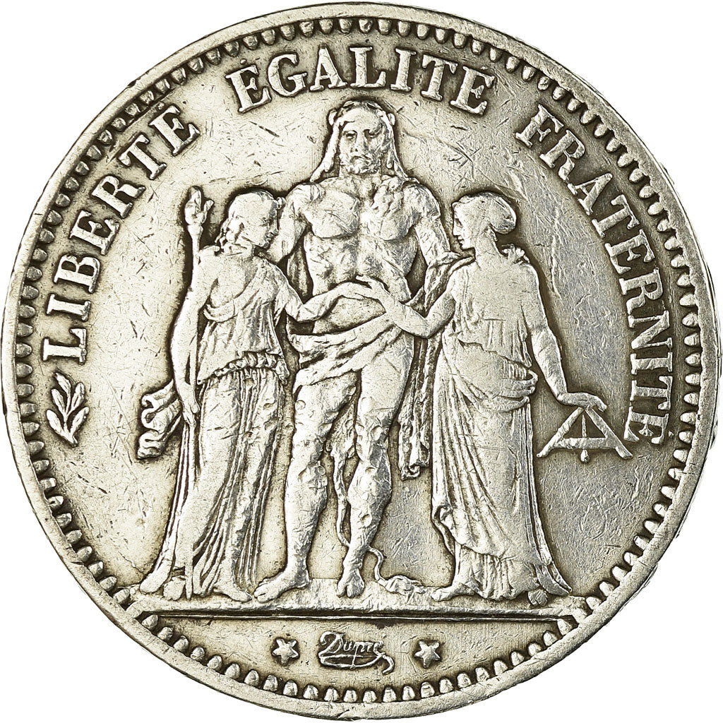 Moneta, Francia, Hercule, 5 Francs, 1874, Paris, MB+, Argento, KM:820.1