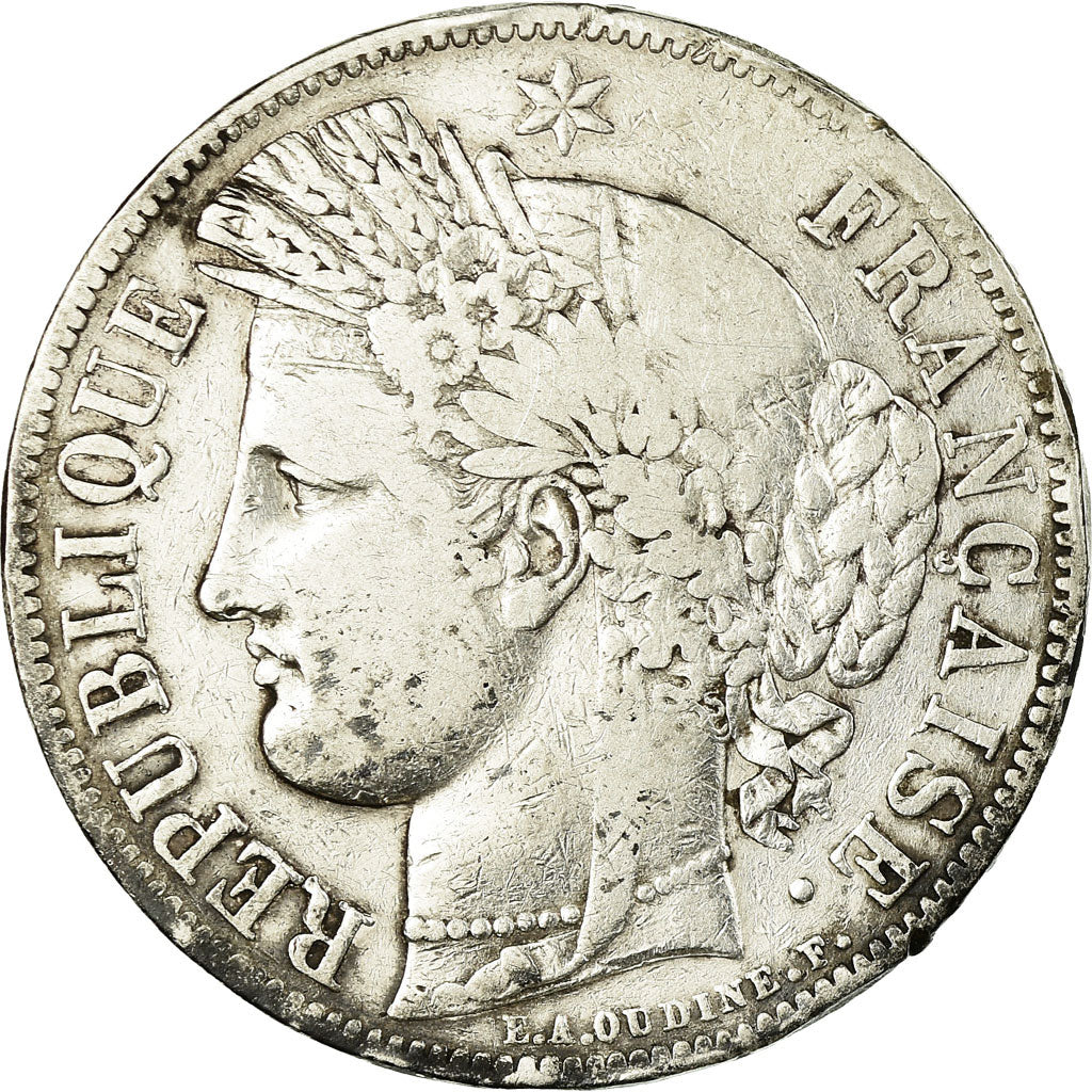 Moeda, França, Cérès, 5 Francs, 1849, Paris, VF(30-35), Prata, KM:761.1