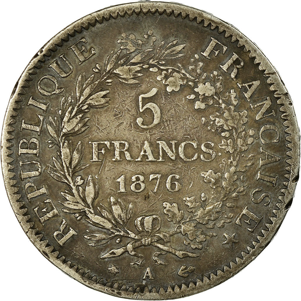 Coin, France, Hercule, 5 Francs, 1876, Paris, EF(40-45), Silver, KM:820.1