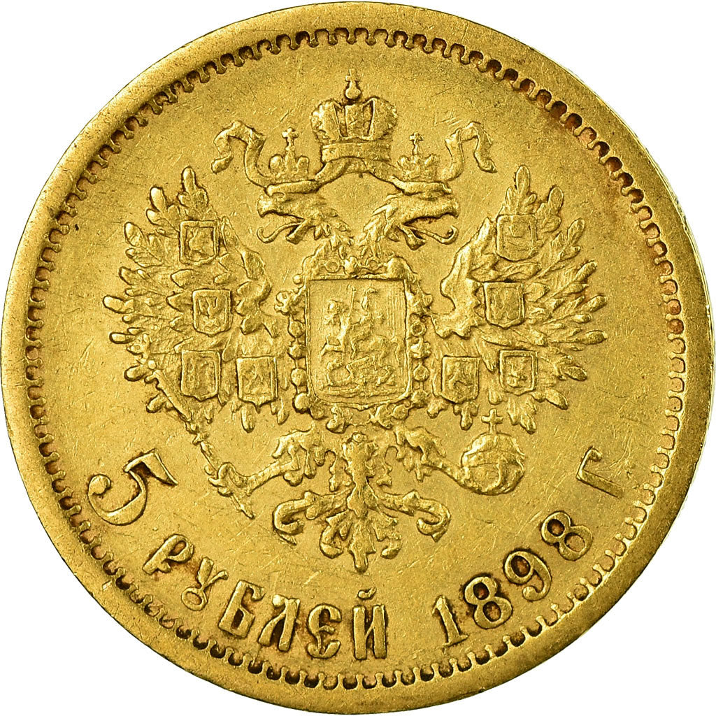 Moneta, Russia, Nicholas II, 5 Roubles, 1898, St. Petersburg, BB, Oro, KM:62