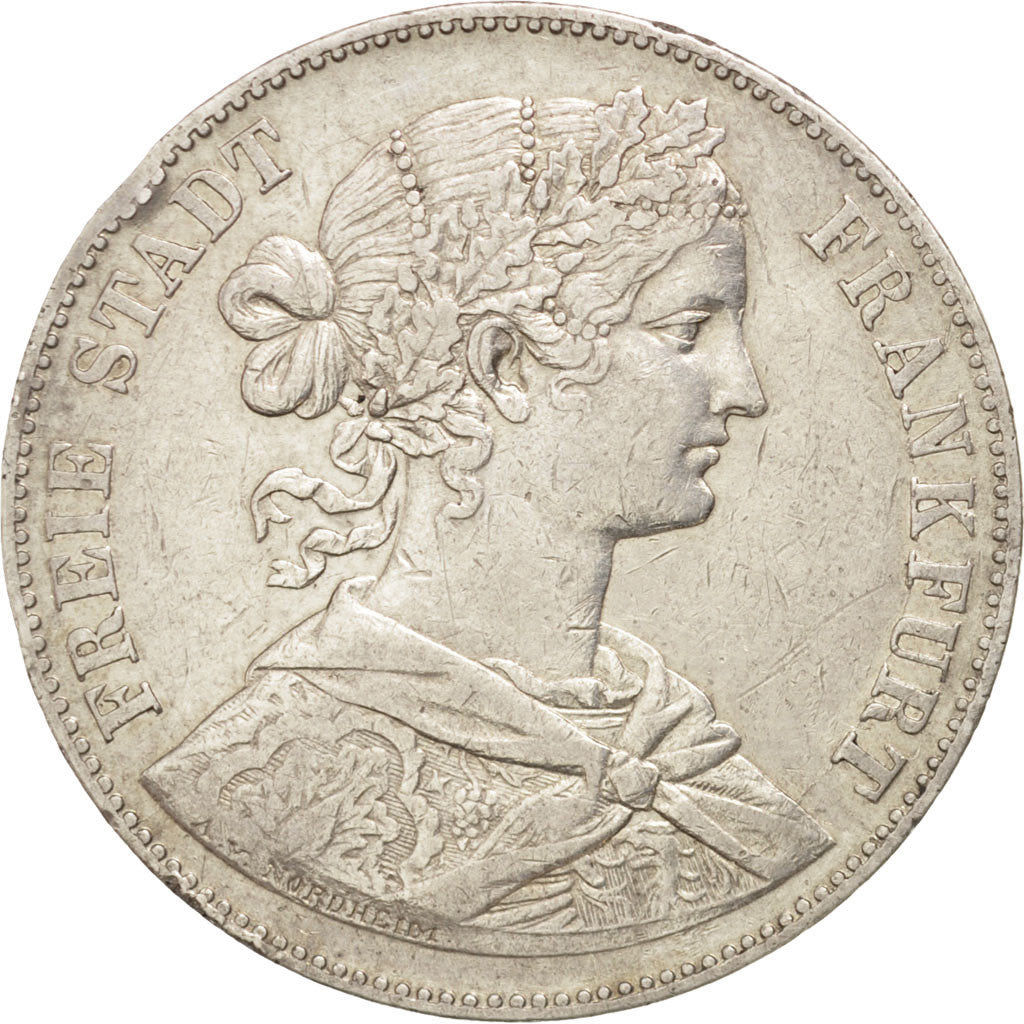 GERMAN STATES, Thaler, 1860, Frankfurt, KM #360, EF(40-45), Silver, 18.45