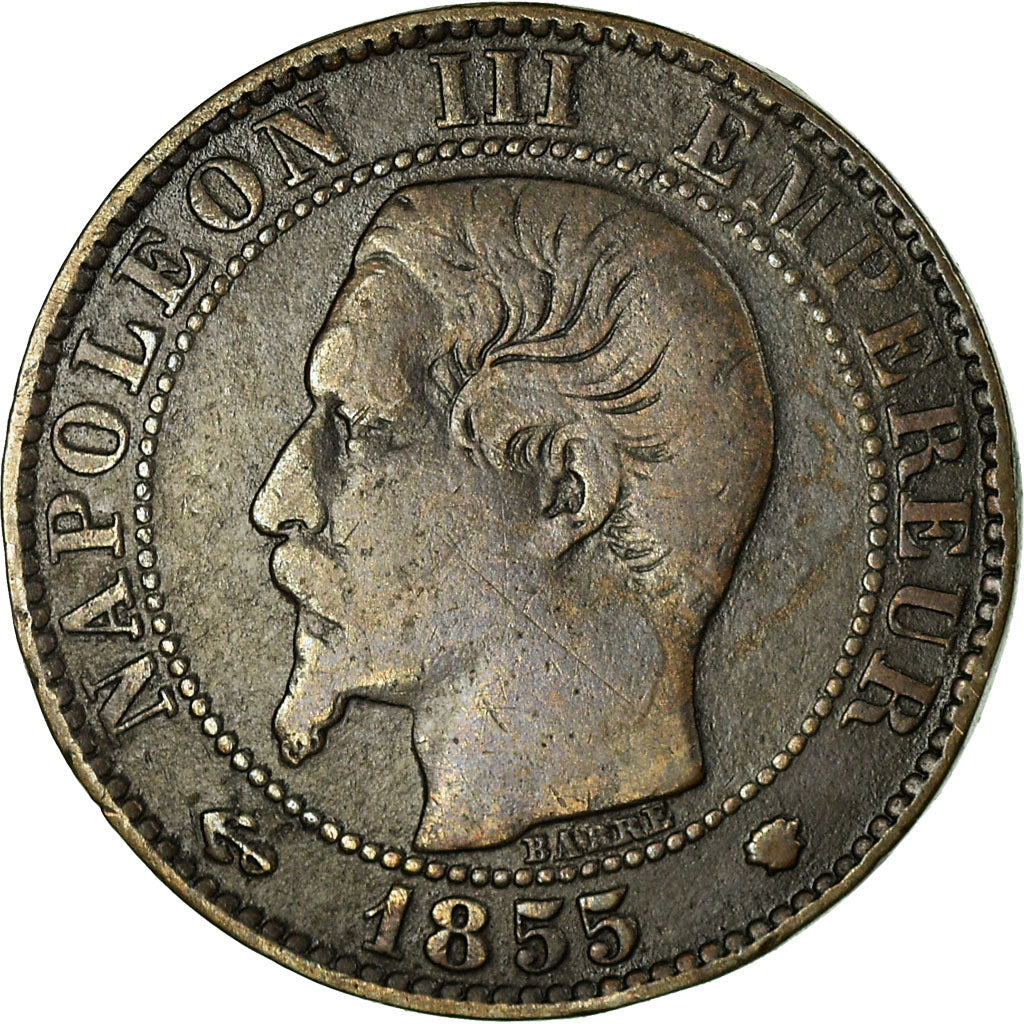 Coin, France, Napoleon III, 5 Centimes, 1855, Marseille, VF(20-25), KM 777.6