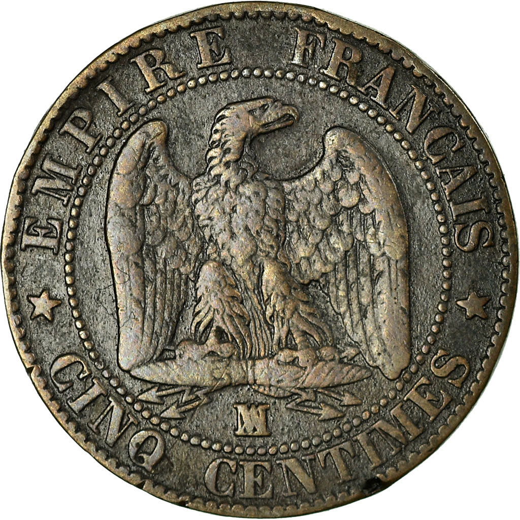 Coin, France, Napoleon III, 5 Centimes, 1855, Marseille, VF(20-25), KM 777.6