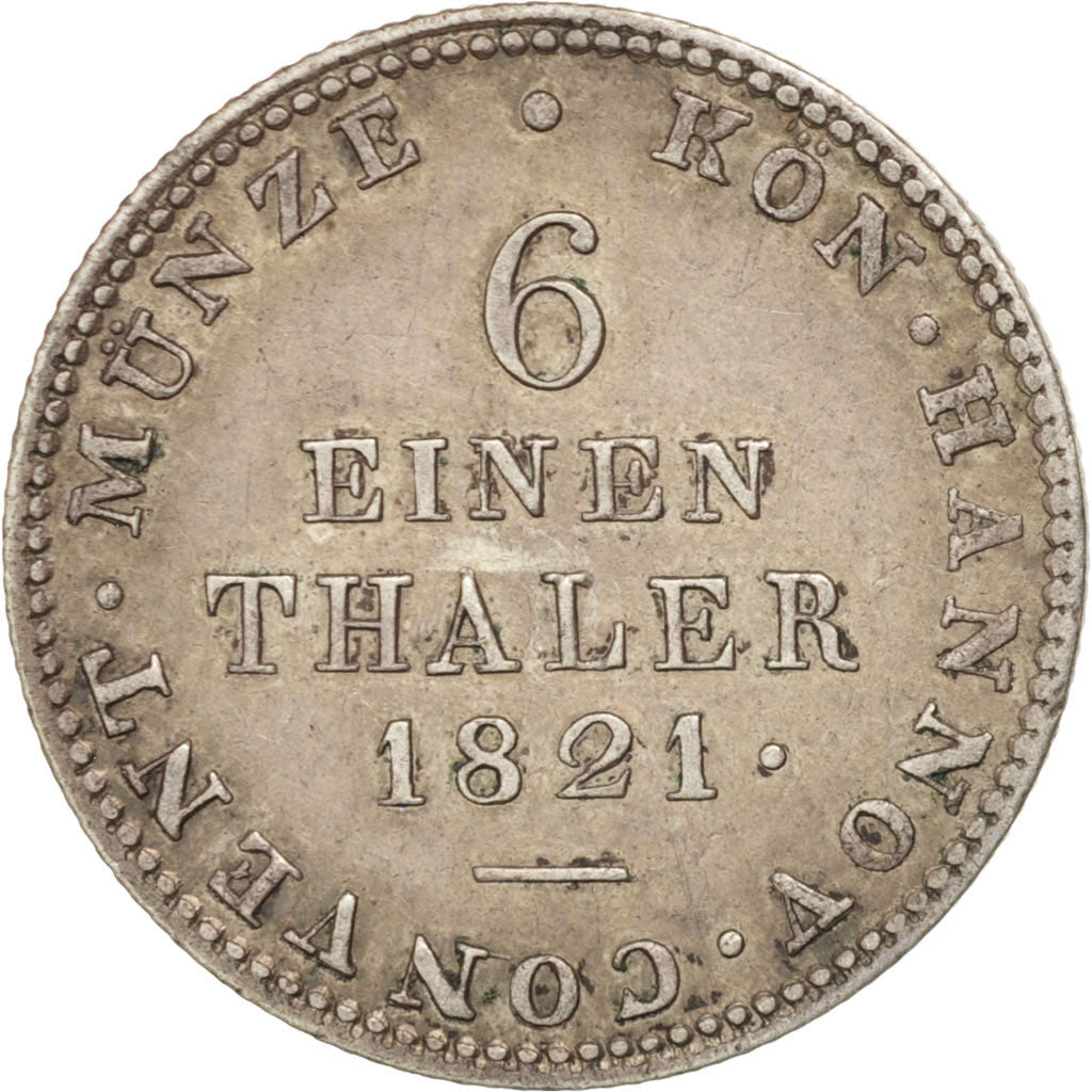 Stati tedeschi, HANNOVER, Georg IV, 1/6 Thaler, 1821, SPL-, Argento, KM:129