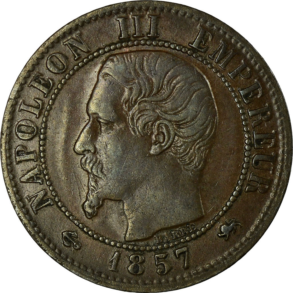 Moeda, França, Napoleon III, Centime, 1857, Lyon, VF(30-35)