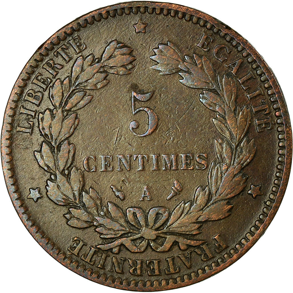 Moeda, França, Cérès, 5 Centimes, 1896, Paris, VF(30-35), Bronze, KM:821.1