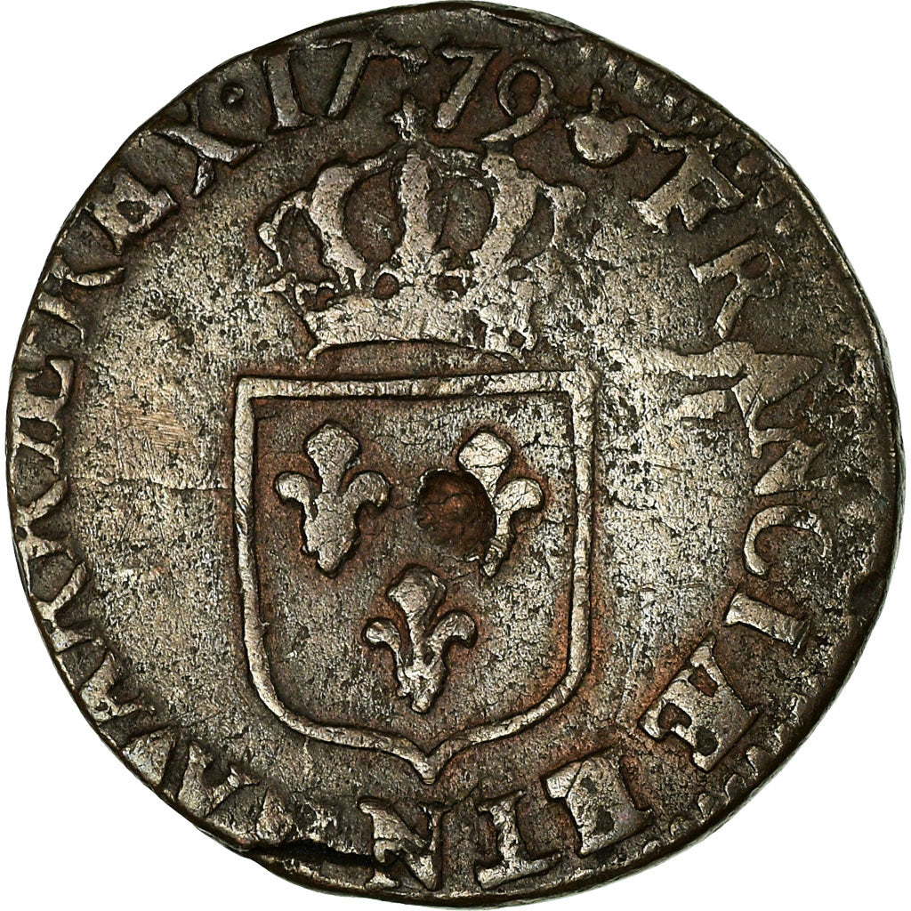 Munten, Frankrijk, Louis XVI, 1/2 Sol ou 1/2 sou, 1779, Montpellier, FR+