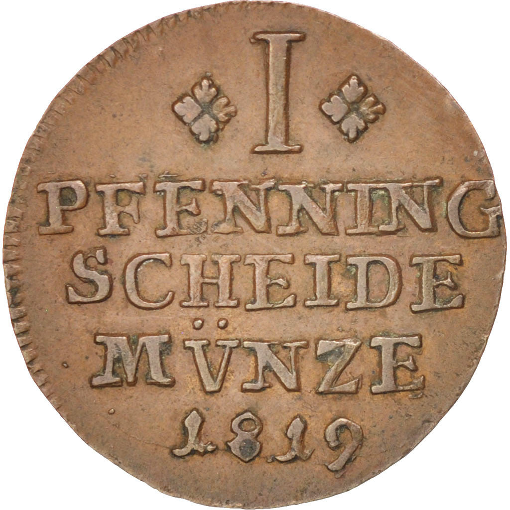 GERMAN STATES, Pfennig, 1819, KM #1077, AU(50-53), Copper, 2.23