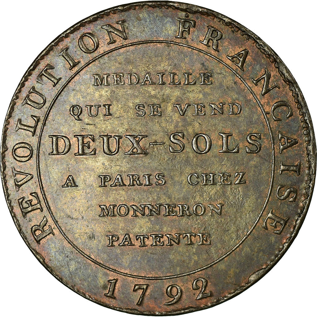 Moneda, Francia, 2 Sols, 1792, Birmingham, EBC, Bronce, KM:Tn25, Brandon:222
