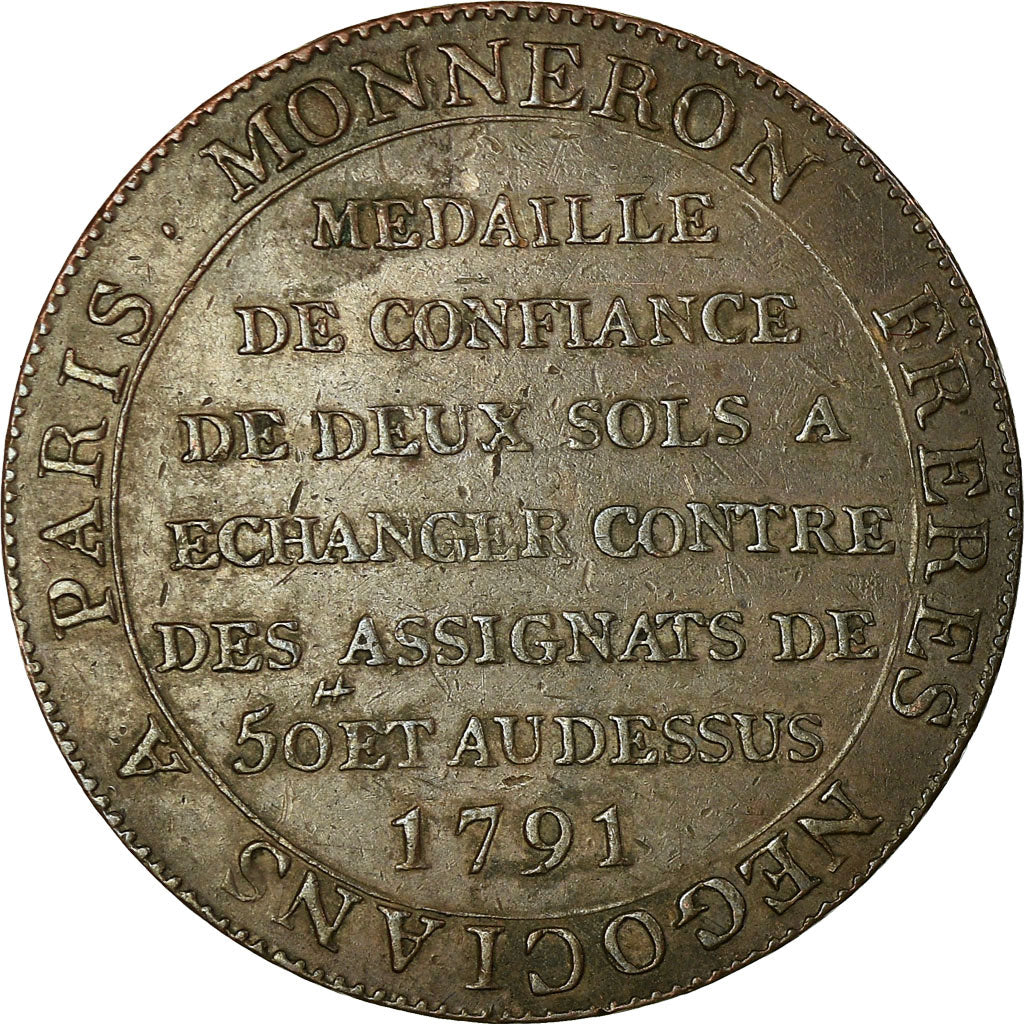 Munten, Frankrijk, 2 Sols, 1791, Birmingham, ZF+, Bronze, KM:Tn23, Brandon:217