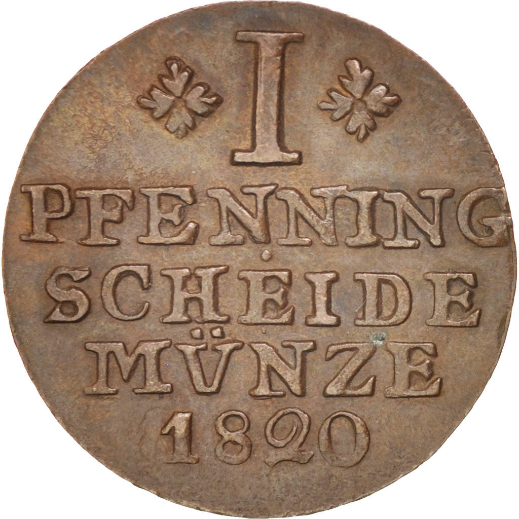 Stati tedeschi, BRUNSWICK-WOLFENBUTTEL, Karl II, Pfennig, 1820, BB+, Rame, KM...