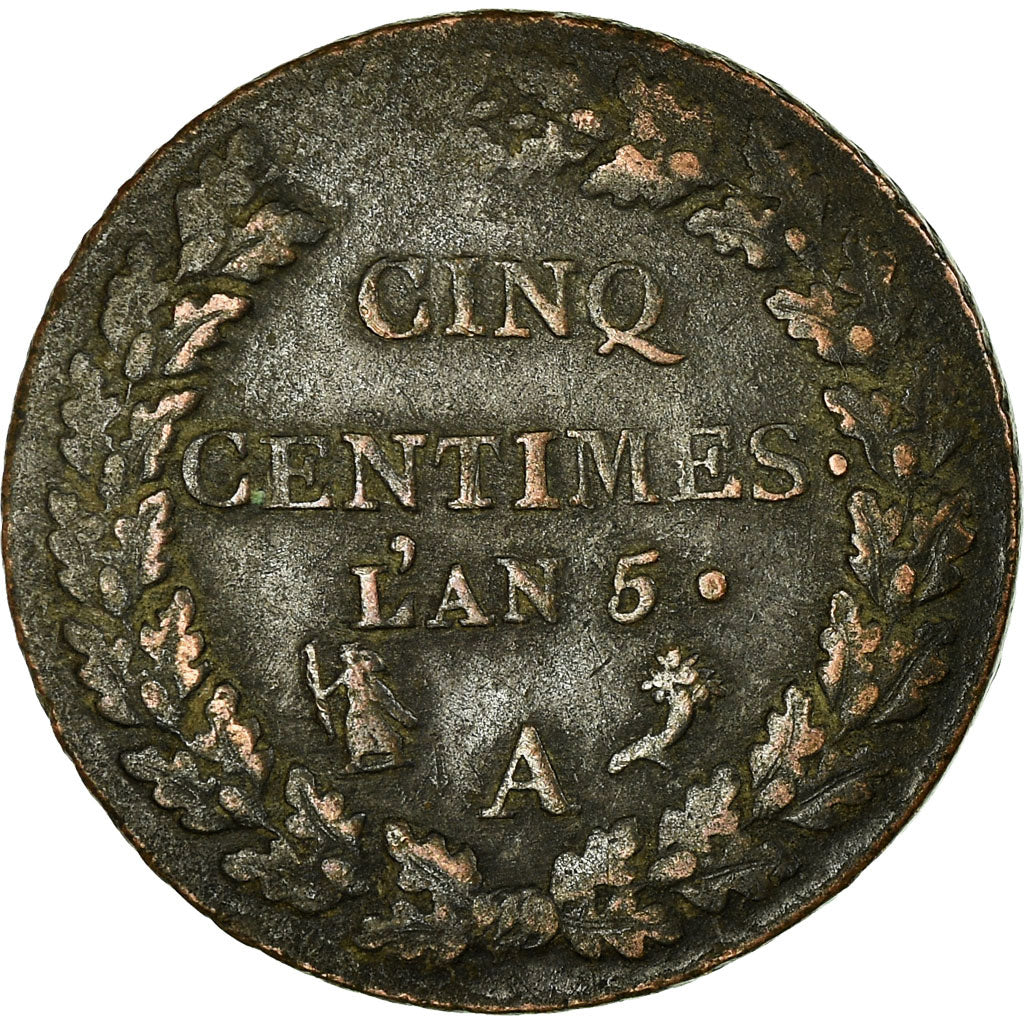 Monnaie, France, Dupré, 5 Centimes, AN 5, Paris, TTB, Bronze, Gadoury:126
