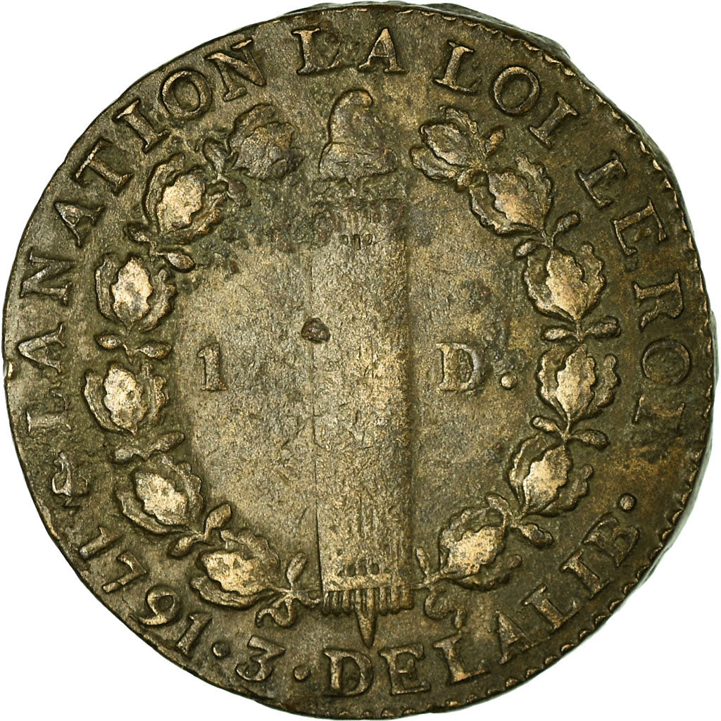 Monnaie, France, 12 deniers françois, 1791, Paris, TB+, Bronze, Gadoury 15