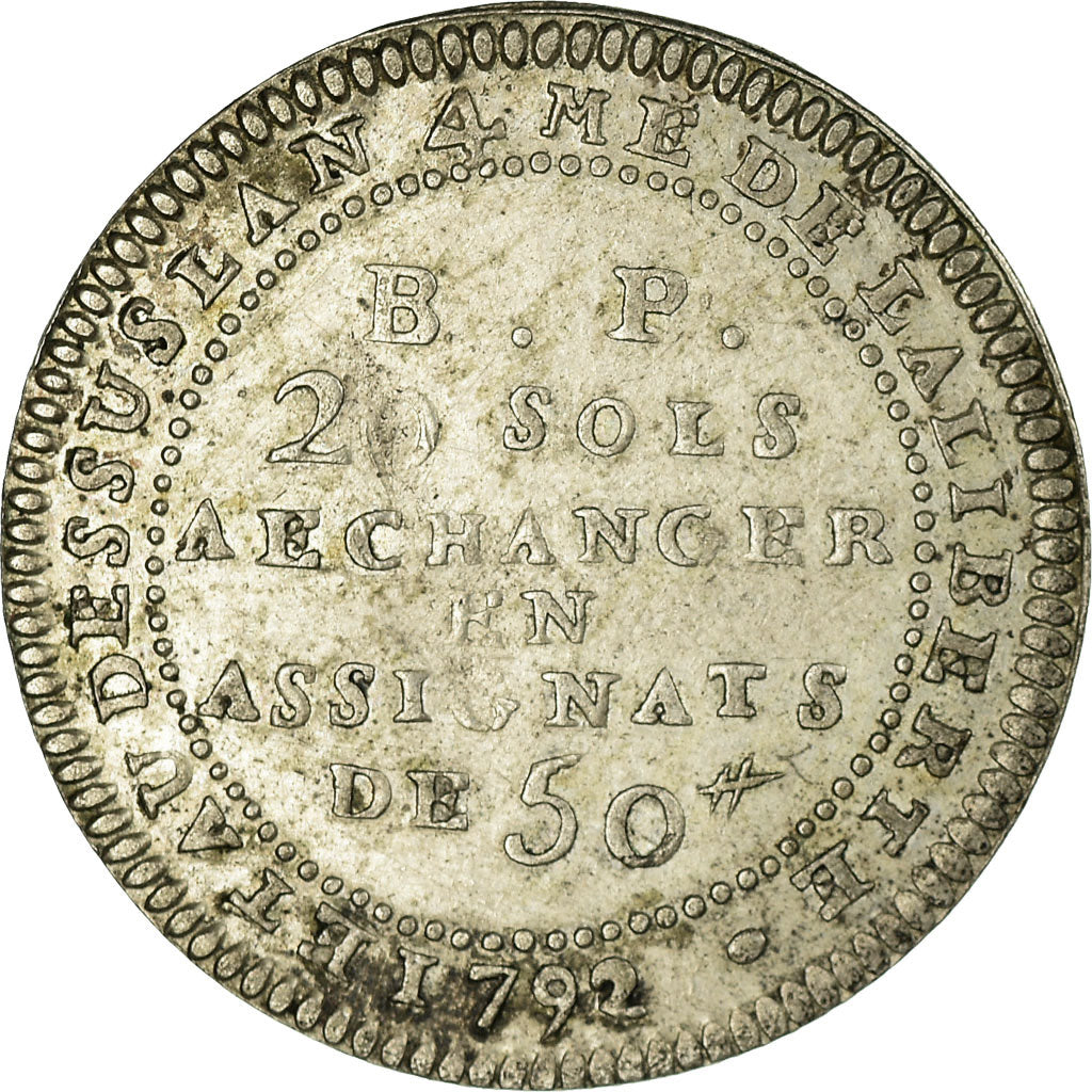 Monnaie, France, 20 Sols, 1792, Paris, TTB, Argent, KM:Tn21, Brandon:243