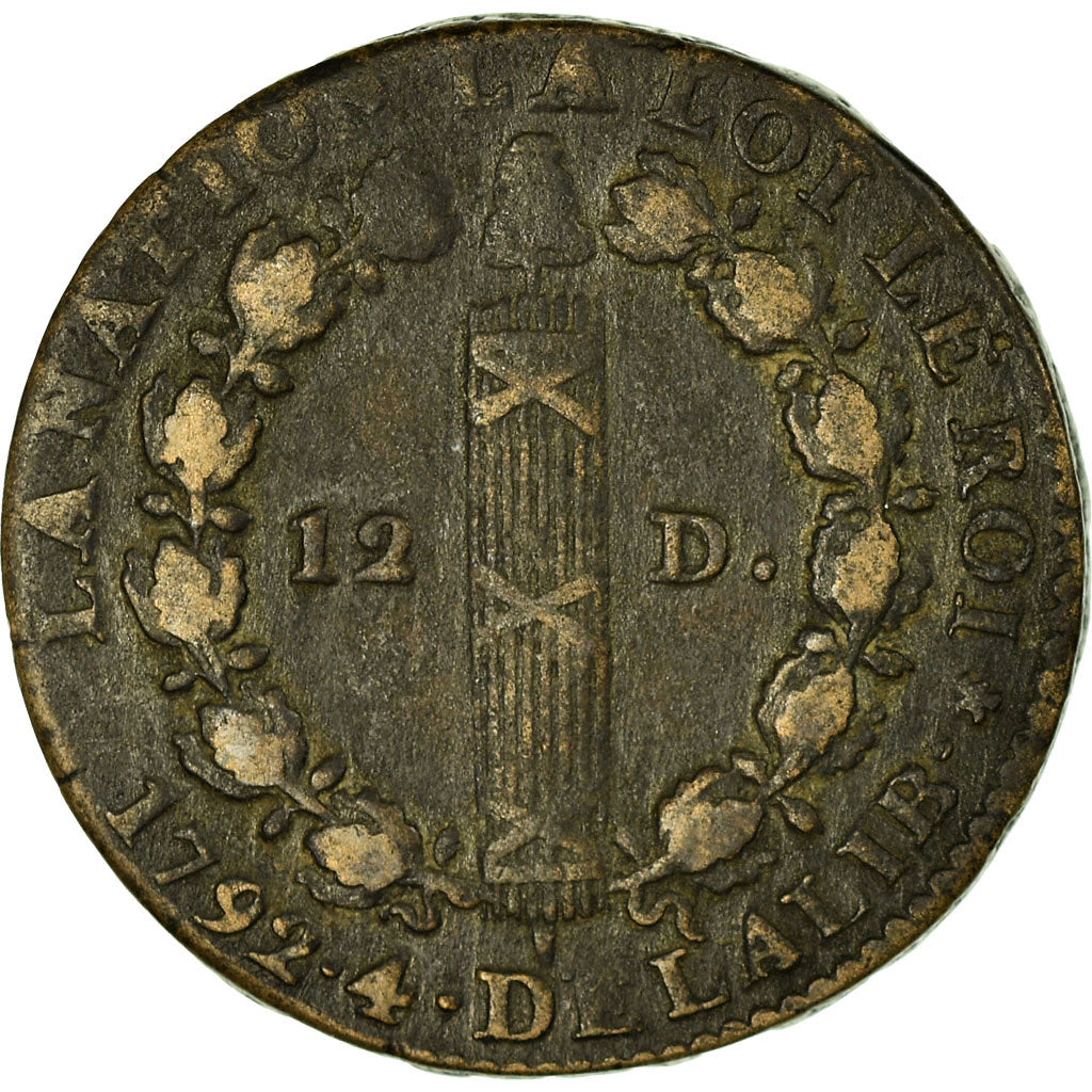 Munten, Frankrijk, 12 deniers françois, 12 Deniers, 1792, Paris, ZF, Bronze