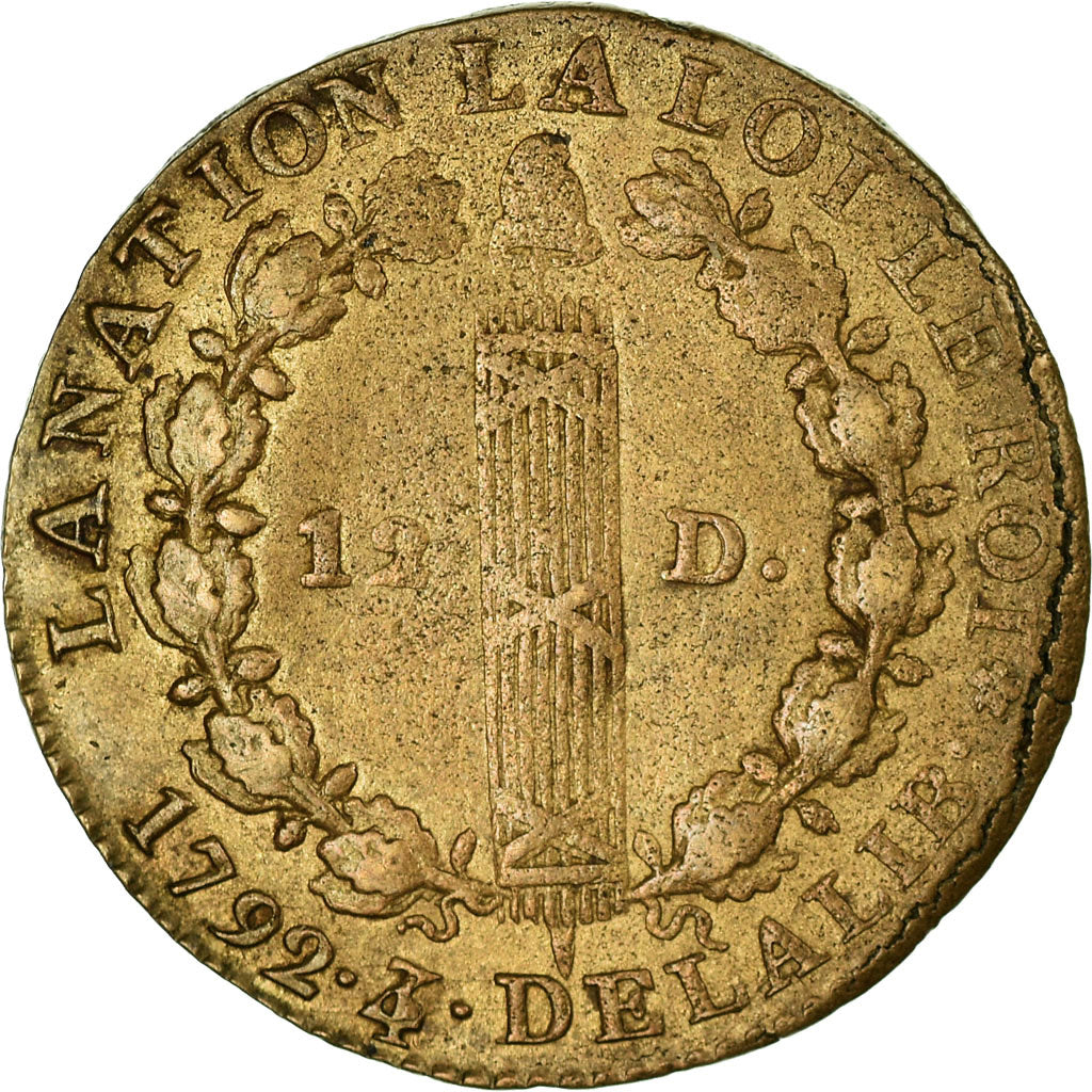 Moneda, Francia, 12 deniers françois, 1792, An 4/3, Paris, MBC+, Bronce