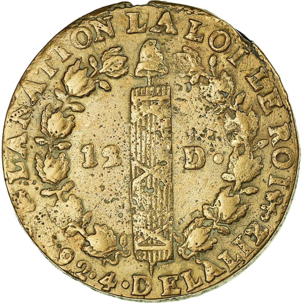Coin, France, 12 deniers françois, 1792, Saumur, EF(40-45), Bronze
