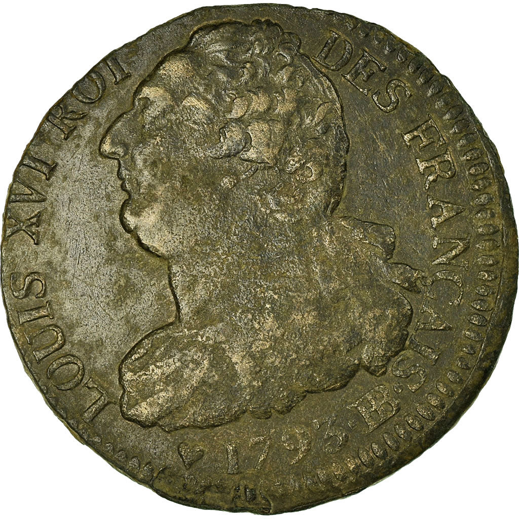 Moneta, Francia, 2 sols français, 2 Sols, 1793, Strasbourg, MB+, Bronzo