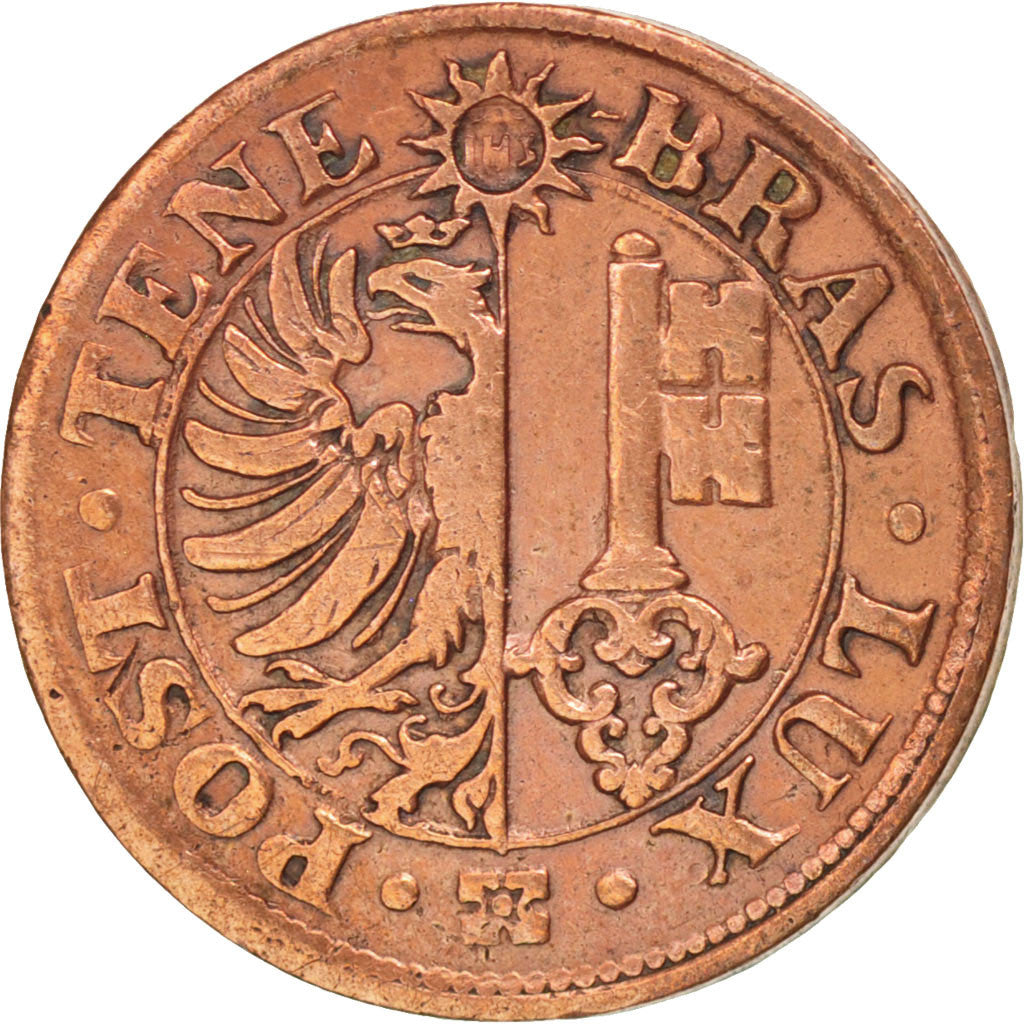 SWISS CANTONS, Centime, 1844, KM #130, EF(40-45), Copper, 0.96