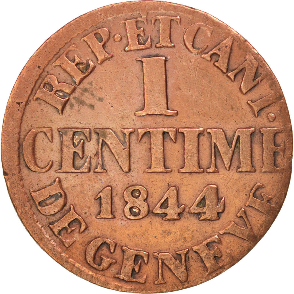 SWISS CANTONS, Centime, 1844, KM #130, EF(40-45), Copper, 0.96