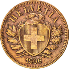 SWITZERLAND, 2 Rappen, 1906, Bern, KM #4.2, EF(40-45), Bronze, 20, 2.43