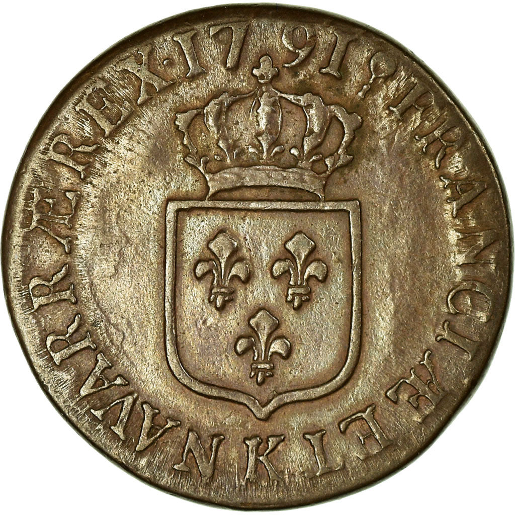 Munten, Frankrijk, Louis XVI, 1/2 Sol ou 1/2 sou, 1/2 Sol, 1791, Bordeaux, ZF