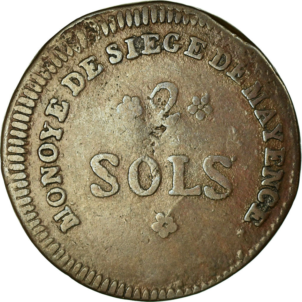 Monnaie, Etats allemands, MAINZ, Friedrich Karl Josef, 2 Sols, 1793, Mayence,TB+