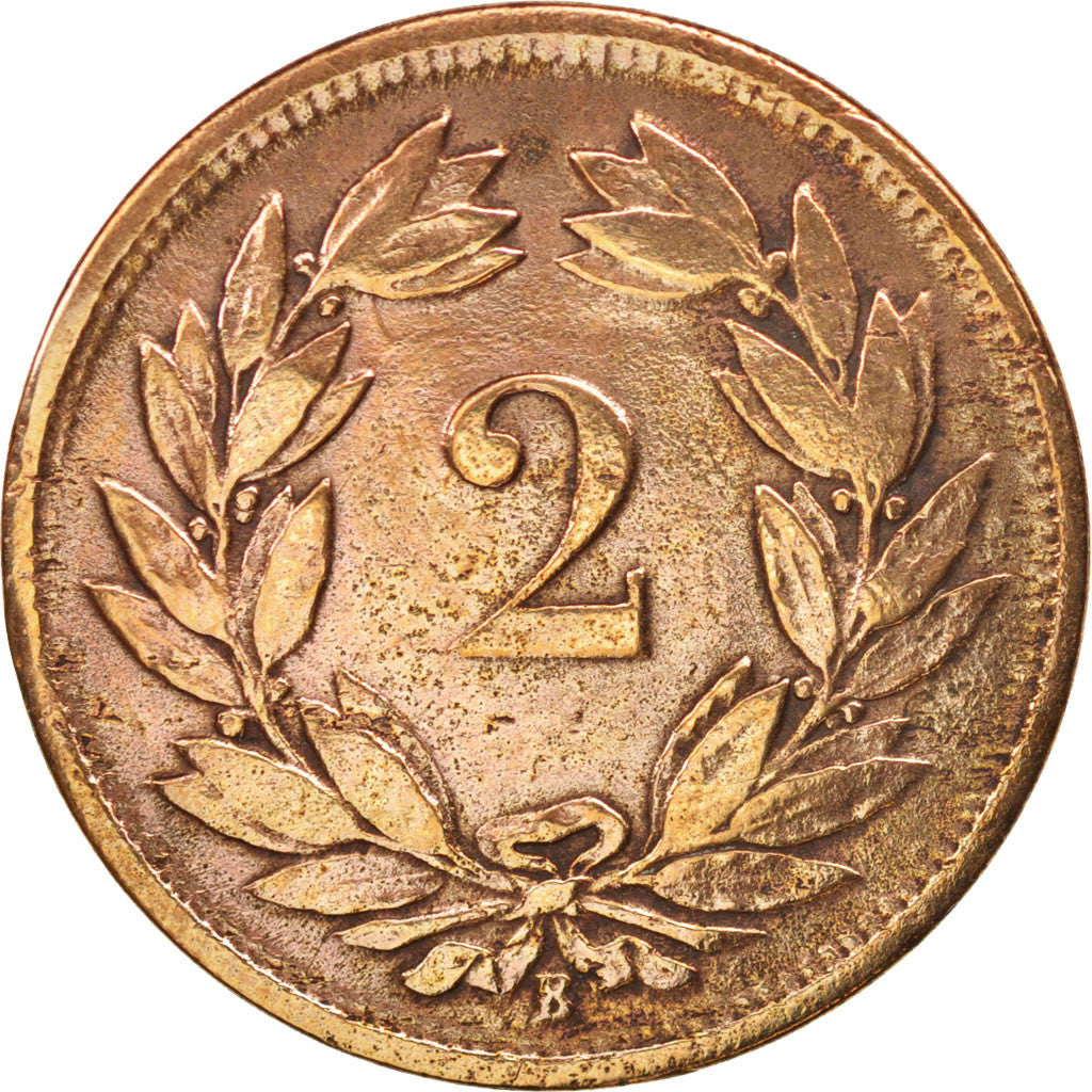 SWITZERLAND, 2 Rappen, 1866, Bern, KM #4.1, EF(40-45), Bronze, 20, 2.47