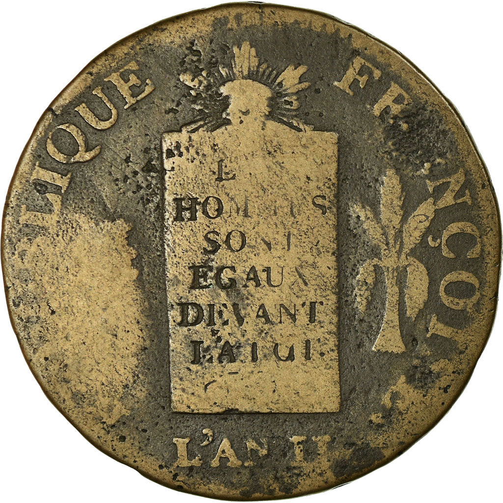 Monnaie, France, 2 sols aux balances daté, 2 Sols, 1793, Nantes, B+, Bronze