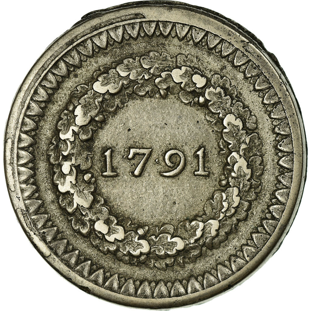 Munten, Frankrijk, Dixain de Rochon, 1791, Lyon, ZF+, Métal de cloche