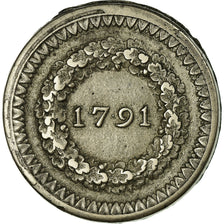 Munten, Frankrijk, Dixain de Rochon, 1791, Lyon, ZF+, Métal de cloche