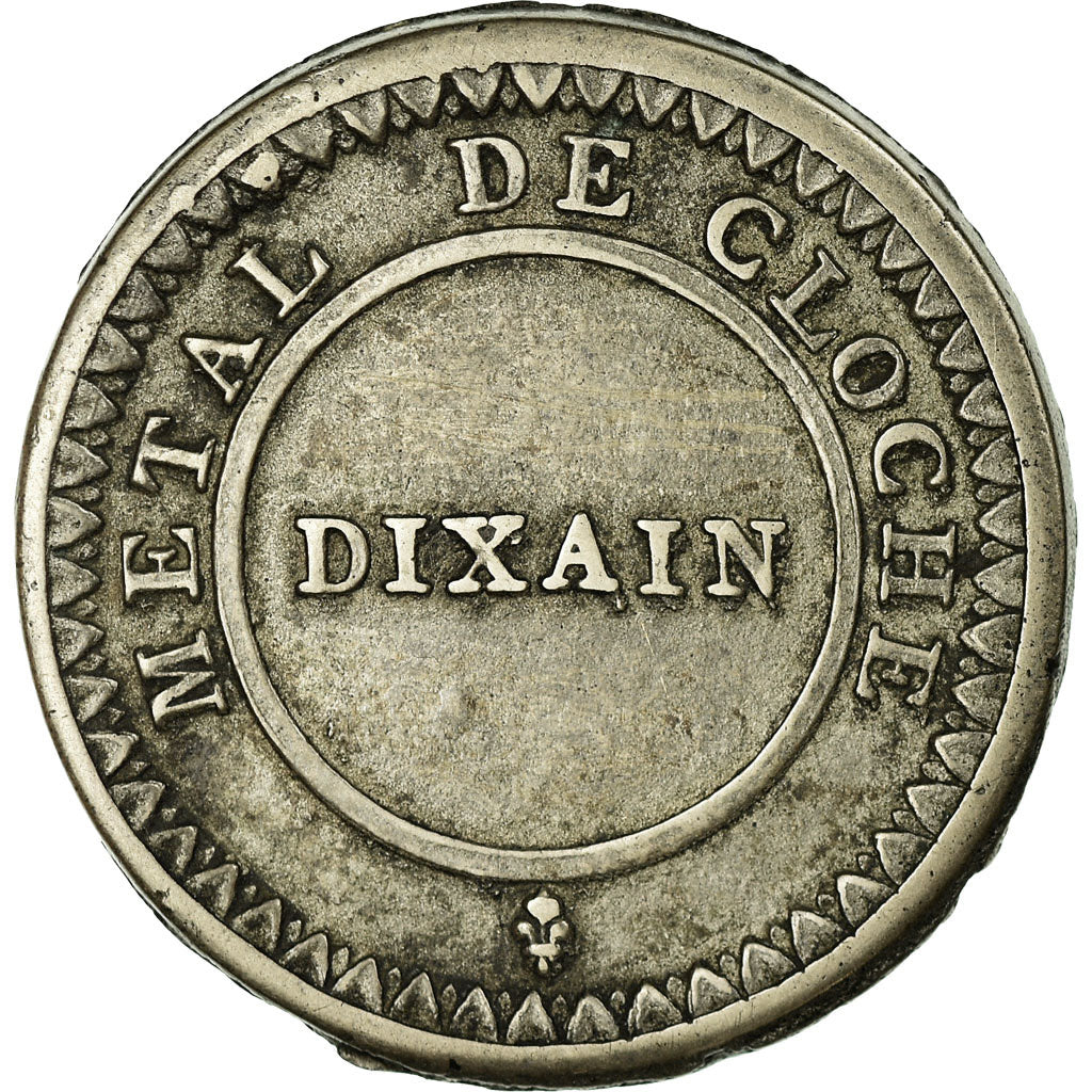 Munten, Frankrijk, Dixain de Rochon, 1791, Lyon, ZF+, Métal de cloche