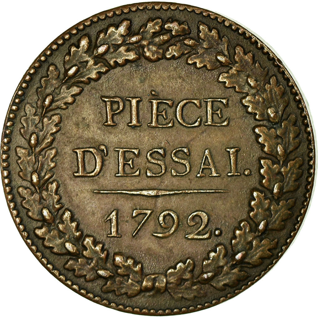 Munten, Frankrijk, Pièce d'essai, Sol, 1792, ZF+, Koper, Gadoury:18