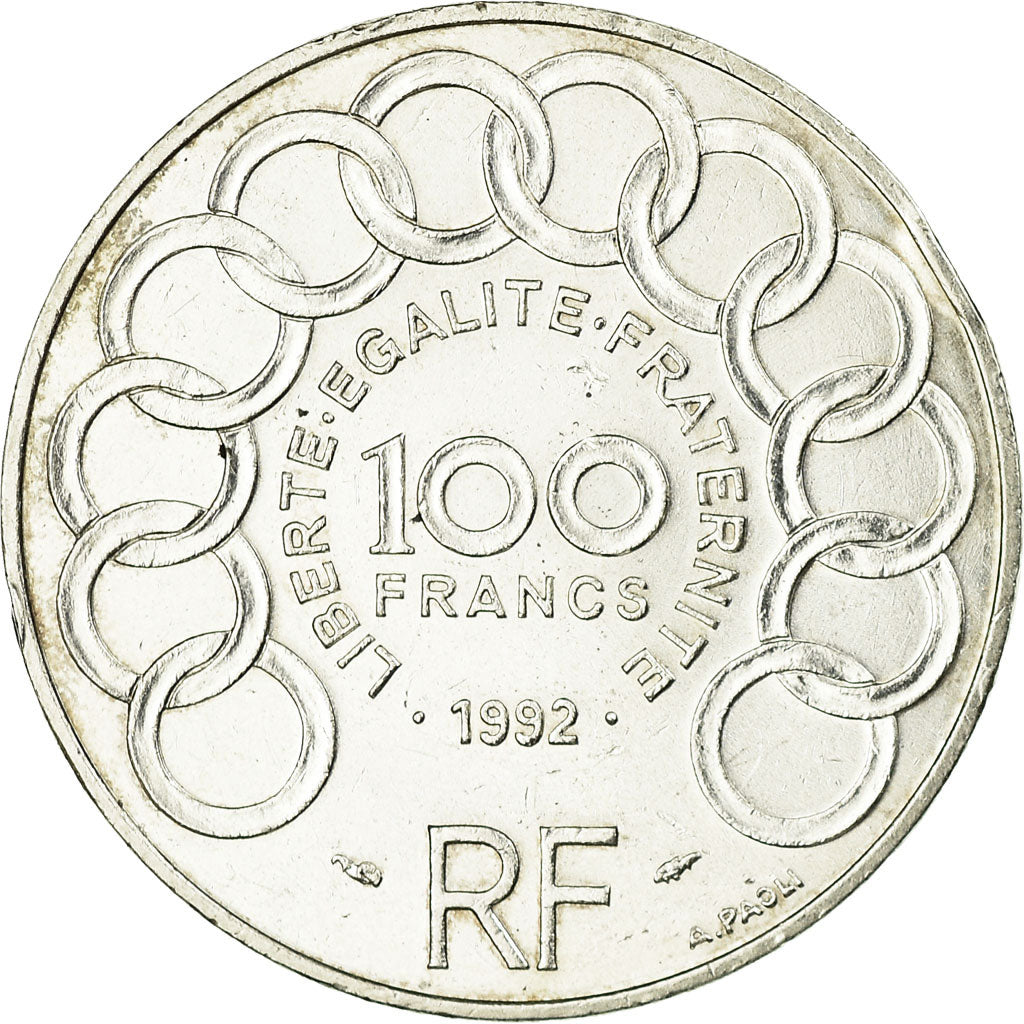 Coin, France, Jean Monnet, 100 Francs, 1992, AU(55-58), Silver, KM:1120