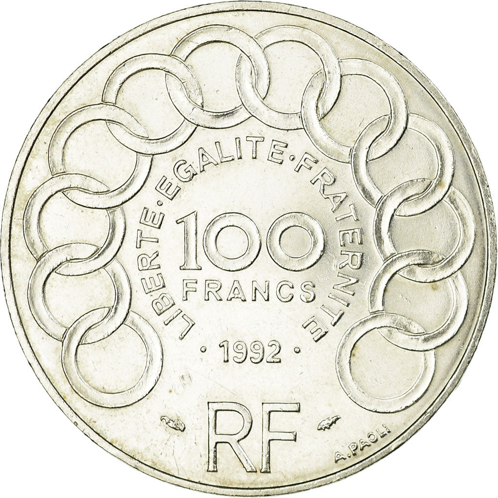 Coin, France, Jean Monnet, 100 Francs, 1992, AU(55-58), Silver, KM:1120