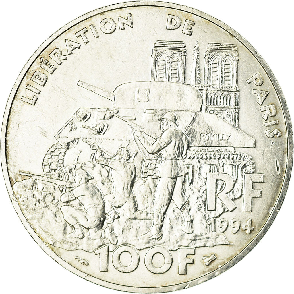 Coin, France, Libération de Paris, 100 Francs, 1994, AU(50-53), Silver