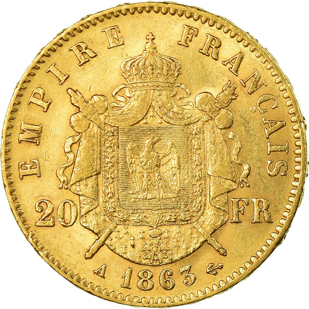Monnaie, France, Napoleon III, 20 Francs, 1863, Paris, TTB+, Or, Gadoury 1062