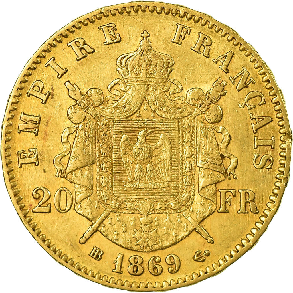 Moneta, Francia, Napoleon III, 20 Francs, 1869, Strasbourg, BB+