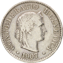 Svizzera, 5 Rappen, 1907, Bern, MB+, Rame-nichel, KM:26