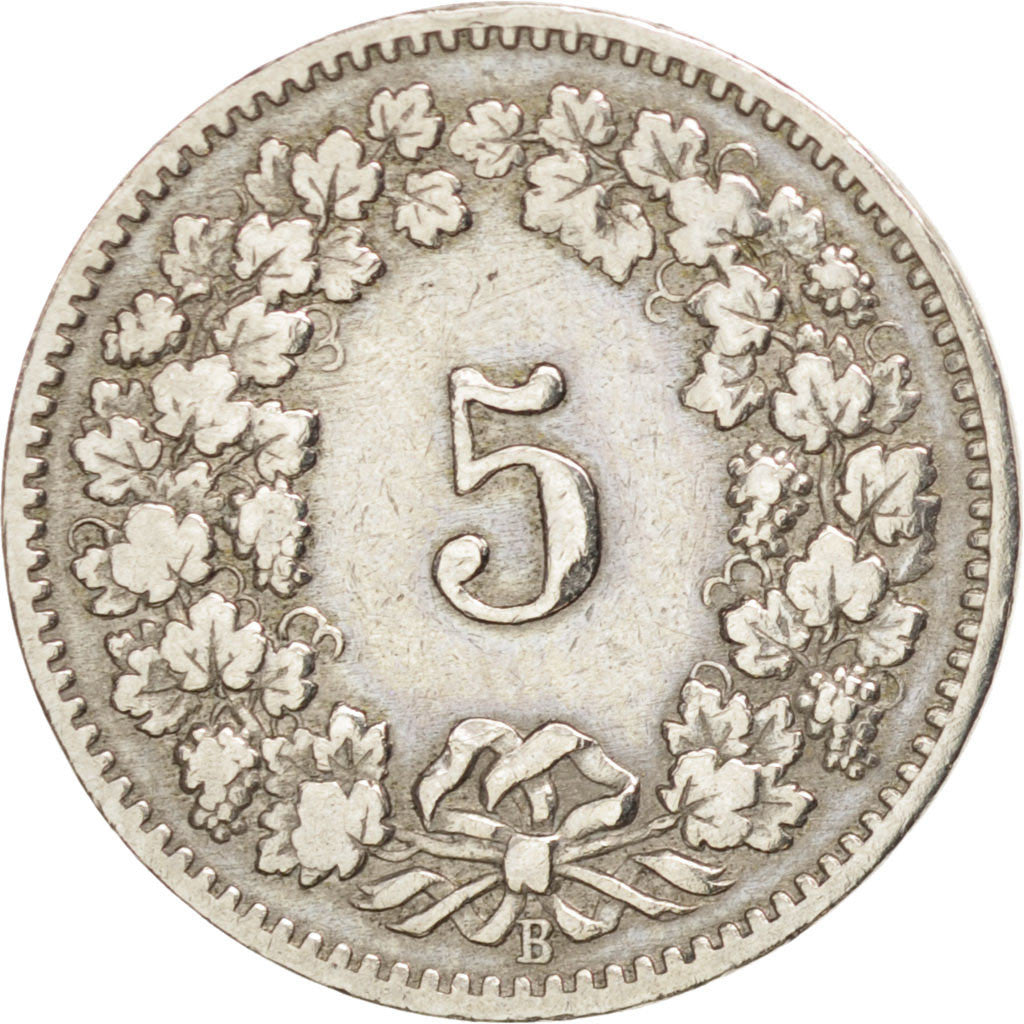 Svizzera, 5 Rappen, 1907, Bern, MB+, Rame-nichel, KM:26