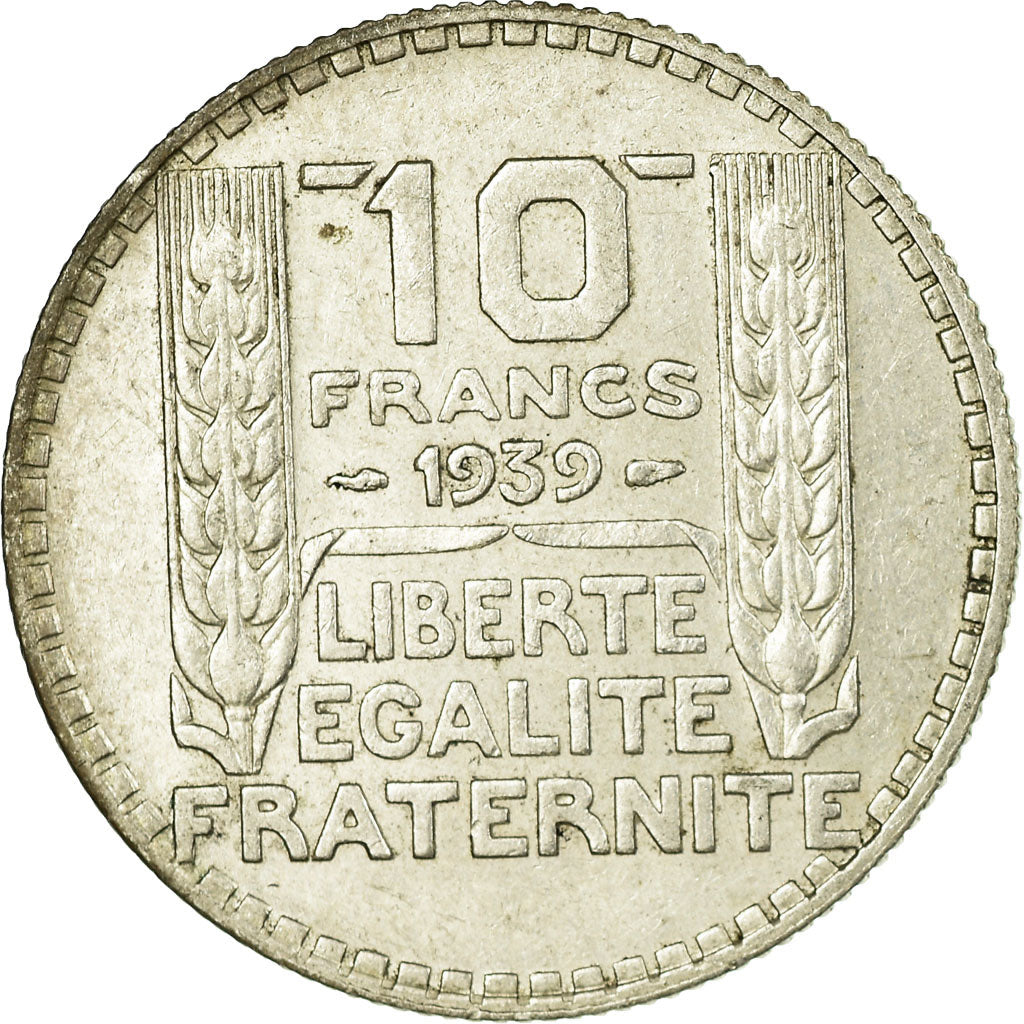 Moneda, Francia, Turin, 10 Francs, 1939, Paris, MBC+, Plata, KM:878, Gadoury:801