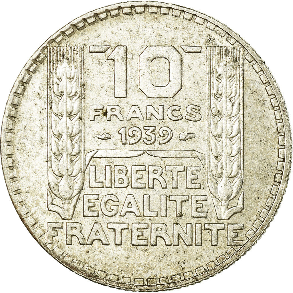 Moneta, Francja, Turin, 10 Francs, 1939, Paris, AU(50-53), Srebro, KM:878