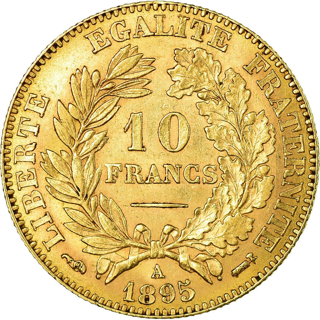 Moneda, Francia, Cérès, 10 Francs, 1895, Paris, MBC+, Oro, KM:830